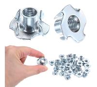 M METERXITY 50-Pack M8x11mm T-nut, 4-Pronged Tee Nut Threaded Insert | Carbon Steel, for Wood, Rock Climbing Holds, Furniture, Corrosion Resistant Fasteners