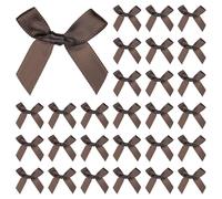 M METERXITY 50-Pack Mini Craft Ribbon Bow 1.6x1.6 Inch Checkered Fabric Satin Ribbon Bows Boutique for Craft DIY/Treat Bags/Hair Bow Sewing/Wedding/Birthday/Party/Christmas [Brown]