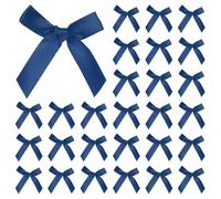 M METERXITY 50-Pack Mini Craft Ribbon Bow 1.6x1.6 Inch Checkered Fabric Satin Ribbon Bows Boutique for Craft DIY/Treat Bags/Hair Bow Sewing/Wedding/Birthday/Party/Christmas [Blue]