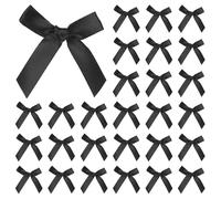 M METERXITY 50-Pack Mini Craft Ribbon Bow 1.6x1.6 Inch Checkered Fabric Satin Ribbon Bows Boutique for Craft DIY/Treat Bags/Hair Bow Sewing/Wedding/Birthday/Party/Christmas [Black]