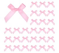 M METERXITY 50-Pack Mini Craft Ribbon Bow 1.6x1.6 Inch Checkered Fabric Satin Ribbon Bows Boutique for Craft DIY/Treat Bags/Hair Bow Sewing/Wedding/Birthday/Party/Christmas [Pink]