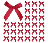 M METERXITY 50-Pack Mini Craft Ribbon Bow 1.6x1.6 Inch Checkered Fabric Satin Ribbon Bows Boutique for Craft DIY/Treat Bags/Hair Bow Sewing/Wedding/Birthday/Party/Christmas [Dark Red]