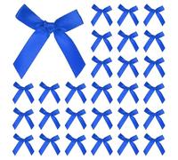 M METERXITY 50-Pack Mini Craft Ribbon Bow 1.6x1.6 Inch Checkered Fabric Satin Ribbon Bows Boutique for Craft DIY/Treat Bags/Hair Bow Sewing/Wedding/Birthday/Party/Christmas [Dark Blue]
