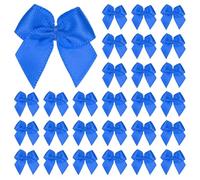 M METERXITY 50-Pack Mini Craft Ribbon Bow 1x1 Inch Checkered Fabric Satin Ribbon Bows Boutique for Craft DIY/Treat Bags/Hair Bow Sewing/Wedding/Birthday/Party/Christmas [Dark Blue]