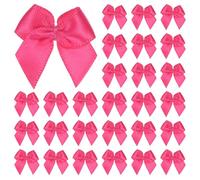 M METERXITY 50-Pack Mini Craft Ribbon Bow 1x1 Inch Checkered Fabric Satin Ribbon Bows Boutique for Craft DIY/Treat Bags/Hair Bow Sewing/Wedding/Birthday/Party/Christmas [Rose Red]
