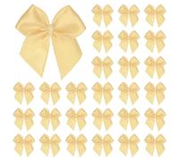 M METERXITY 50-Pack Mini Craft Ribbon Bow 1x1 Inch Checkered Fabric Satin Ribbon Bows Boutique for Craft DIY/Treat Bags/Hair Bow Sewing/Wedding/Birthday/Party/Christmas [Gold]