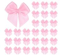 M METERXITY 50-Pack Mini Craft Ribbon Bow 1x1 Inch Checkered Fabric Satin Ribbon Bows Boutique for Craft DIY/Treat Bags/Hair Bow Sewing/Wedding/Birthday/Party/Christmas [Pink]