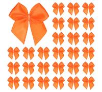 M METERXITY 50-Pack Mini Craft Ribbon Bow 1x1 Inch Checkered Fabric Satin Ribbon Bows Boutique for Craft DIY/Treat Bags/Hair Bow Sewing/Wedding/Birthday/Party/Christmas [Orange]