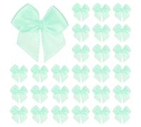 M METERXITY 50-Pack Mini Craft Ribbon Bow 1x1 Inch Checkered Fabric Satin Ribbon Bows Boutique for Craft DIY/Treat Bags/Hair Bow Sewing/Wedding/Birthday/Party/Christmas [Light Green]