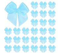 M METERXITY 50-Pack Mini Craft Ribbon Bow 1x1 Inch Checkered Fabric Satin Ribbon Bows Boutique for Craft DIY/Treat Bags/Hair Bow Sewing/Wedding/Birthday/Party/Christmas [Sky Blue]