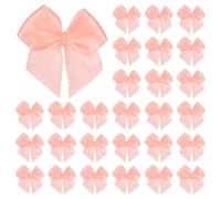 M METERXITY 50-Pack Mini Craft Ribbon Bow 1x1 Inch Checkered Fabric Satin Ribbon Bows Boutique for Craft DIY/Treat Bags/Hair Bow Sewing/Wedding/Birthday/Party/Christmas [Light Orange]