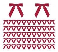 M METERXITY 50-Pack Satin Ribbon Twist Tie Bows, 2.8 Inch Ties, Wine Red for Craft DIY/Baked Goods/Hair Sewing/Wedding/Birthday/Party