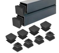 M METERXITY 50-Pack Square Tubing End Caps, 0.6Inch/16mm Plastic Tube Plugs for Square Metal Tube/Chair Legs/Pipe Post/Furniture/Fence, Bumper Tubing Plug [Black]