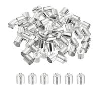 M METERXITY 50-Pack Tassel Cord End Caps, 10mm ID Copper Glue in Leather Barrel Kumihimo End Tip Bead Caps for Jewelry Making/Bracelets/DIY Pendant, Cord Terminators [Silver Tone]