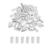 M METERXITY 50-Pack Tassel Cord End Caps, 3mm ID Copper Glue in Leather Barrel Kumihimo End Tip Bead Caps for Jewelry Making/Bracelets/DIY Pendant, Cord Terminators [Silver Tone]