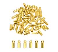 M METERXITY 50-Pack Tassel Cord End Caps, 3mm ID Copper Glue in Leather Barrel Kumihimo End Tip Bead Caps for Jewelry Making/Bracelets/DIY Pendant, Cord Terminators [Gold Tone]