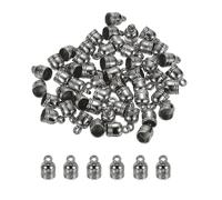 M METERXITY 50-Pack Tassel Cord End Caps, 4.8mm ID Plastic Glue in Leather Barrel Kumihimo End Tip Bead Caps for Jewelry Making/Bracelets/DIY Pendant, Cord Terminators [Black]