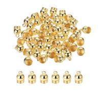 M METERXITY 50-Pack Tassel Cord End Caps, 7.8mm ID Plastic Glue in Leather Barrel Kumihimo End Tip Bead Caps for Jewelry Making/Bracelets/DIY Pendant, Cord Terminators [Light Gold]
