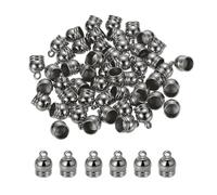 M METERXITY 50-Pack Tassel Cord End Caps, 7.8mm ID Plastic Glue in Leather Barrel Kumihimo End Tip Bead Caps for Jewelry Making/Bracelets/DIY Pendant, Cord Terminators [Black]