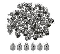 M METERXITY 50-Pack Tassel Cord End Caps, 8.8mm ID Plastic Glue in Leather Barrel Kumihimo End Tip Bead Caps for Jewelry Making/Bracelets/DIY Pendant, Cord Terminators [Black]