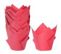M METERXITY 50-Pack Tulip Cupcake Liners Paper Baking Cups Red