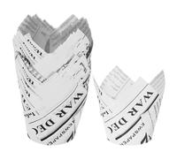 M METERXITY 50-Pack Tulip Cupcake Liners, Standard Size Heat-Resistant Greaseproof Paper Baking Cups for Wedding/Birthday Party/Christmas, Cupcake Wrapper[White Newspaper Print]