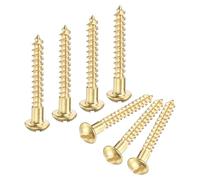 M METERXITY 50-Pack Wood Screws, M4 x 32mm Brass Slotted Round Head Self-Tapping Screw Indoor Fasteners for Woodworking/Furniture Repair/Industry/Gardening/DIY Crafts Decorative Screws