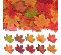 M METERXITY 500-Pack Artificial Maple Leaves, Fake Fall Leaves Faux Autumn Leaves for Thanksgiving/Wedding/Party/Wreaths Decor/Scrapbooking Crafts [8cm, Mixed 10 Colors]