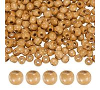 M METERXITY 500-Pack Natural Wood Beads 9x10mm Light Brown Round Loose Spacer Beads Wooden Craft Smooth Ball Large Hole with 4mm for DIY Crafts/Bracelet/Necklace