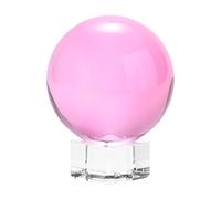 M METERXITY 50mm/2 Inch K5 Crystal Glass Ball with Stand Solid Crystal Ball Sphere Ornament for Home/Office/Photography/Magic [Pink]