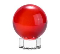 M METERXITY 50mm/2 Inch K5 Crystal Glass Ball with Stand Solid Crystal Ball Sphere Ornament for Home/Office/Photography/Magic [Red]