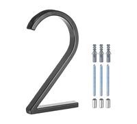 M METERXITY 6 Inch Floating House Number, Metal Modern House Address Number 2 with Nail Kit for Outside/Garden/Mailbox [Black]