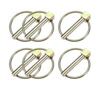 M METERXITY 6-Pack 1/4" Linch Pin with Ring, 1-3/8" Carbon Steel Lynch Pin Trailer Pins for Boat/Truck/Tractor/Trolley/Lawn Mower, Lock Clips Fastener Pin [6x35mm, Colored Zinc]