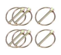 M METERXITY 6-Pack 1/4" Linch Pin with Ring, 1-31/32" Carbon Steel Lynch Pin Trailer Pins for Boat/Truck/Tractor/Trolley/Lawn Mower, Lock Clips Fastener Pin [6x50mm, Colored Zinc]