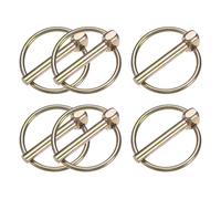M METERXITY 6-Pack 11/64" Linch Pin with Ring, 1-3/16" Carbon Steel Lynch Pin Trailer Pins for Boat/Truck/Tractor/Trolley/Lawn Mower, Lock Clips Fastener Pin [4.5x30mm, Colored Zinc]