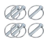 M METERXITY 6-Pack 25/64" Linch Pin with Ring, 1-31/32" Carbon Steel Lynch Pin Trailer Pins for Boat/Truck/Tractor/Trolley/Lawn Mower, Lock Clips Fastener Pin [10x50mm, Silver Zinc]