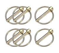 M METERXITY 6-Pack 3/16" Linch Pin with Ring, 1-3/16" Carbon Steel Lynch Pin Trailer Pins for Boat/Truck/Tractor/Trolley/Lawn Mower, Lock Clips Fastener Pin [5x30mm, Colored Zinc]