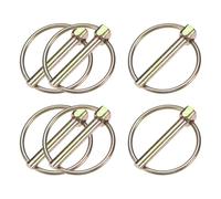 M METERXITY 6-Pack 3/16" Linch Pin with Ring, 1-3/8" Carbon Steel Lynch Pin Trailer Pins for Boat/Truck/Tractor/Trolley/Lawn Mower, Lock Clips Fastener Pin [5x35mm, Colored Zinc]