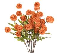 M METERXITY 6-Pack Artificial Chrysanthemum Ball Flowers,20 Inch 5-heads Faux Chrysanthemum Silk Bouquets Real Touch Faux Flowers for Home/Wedding/Christmas/Party[Orange]