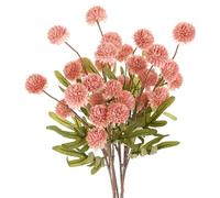 M METERXITY 6-Pack Artificial Chrysanthemum Ball Flowers,20 Inch 5-heads Faux Chrysanthemum Silk Bouquets Real Touch Faux Flowers for Home/Wedding/Christmas/Party[Shrimp Red]