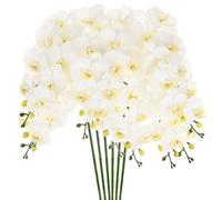 M METERXITY 6-Pack Artificial Orchid Flowers 9 Large Petals 37 Inch Faux Phalaenopsis Silk Bouquets Real Touch White Fake Orchids for Home/Wedding/Christmas/Party/Garden Office
