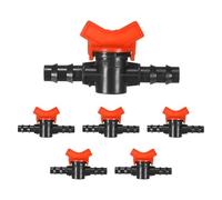 M METERXITY 6-Pack Barbed Ball Valve, for 5/8 Inch Drip Tubing Plastic in-Line Ball Valve Shut-Off Switch for Irrigation/Greenhouse/Aquariums, Barbed Locking Drip Irrigation Fitting