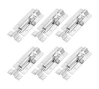 M METERXITY 6-Pack Barrel Bolt Latch, 3.4 Inch Stainless Steel Slide Bolt Latch Slide Locks for Inside Doors/Windows/Cabinets, Thickened Keyless Entry Door Lock [Silver]