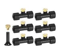 M METERXITY 6-Pack Brass Misting Nozzles Tees, 0.2mm Orifice Dia | Heavy Duty Mister Nozzle with Brass Plugs and Black Plugs for 1/4 Inch Tubing Outdoor Spray Cooling System