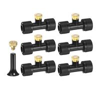 M METERXITY 6-Pack Brass Misting Nozzles Tees, 0.4mm Orifice Dia | Heavy Duty Mister Nozzle with Brass Plugs and Black Plugs for 1/4 Inch Tubing Outdoor Spray Cooling System