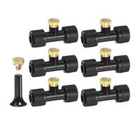 M METERXITY 6-Pack Brass Misting Nozzles Tees, 0.5mm Orifice Dia | Heavy Duty Mister Nozzle with Brass Plugs and Black Plugs for 1/4 Inch Tubing Outdoor Spray Cooling System