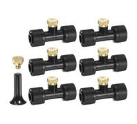 M METERXITY 6-Pack Brass Misting Nozzles Tees, 0.8mm Orifice Dia | Heavy Duty Mister Nozzle with Brass Plugs and Black Plugs for 1/4 Inch Tubing Outdoor Spray Cooling System