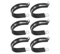 M METERXITY 6-Pack Cable Clamps, 1-5/8 Inch/ 42 mm 304 Stainless Steel Rubber Cushioned Insulated Cable Clamp R Shape Metal Holder for Tube/Wire/Pipe/Loop Installation