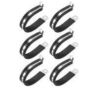 M METERXITY 6-Pack Cable Clamps, 1-7/8 Inch/ 48 mm 304 Stainless Steel Rubber Cushioned Insulated Cable Clamp R Shape Metal Holder for Tube/Wire/Pipe/Loop Installation