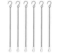 M METERXITY 6-Pack Chain for Hanging Plants, 30cm(12 Inch) Adjustable Hanging Chain with Clips for Bird Feeder/Planter/Lantern/Wind Chime, Iron Basket Extender Hanger [Black]